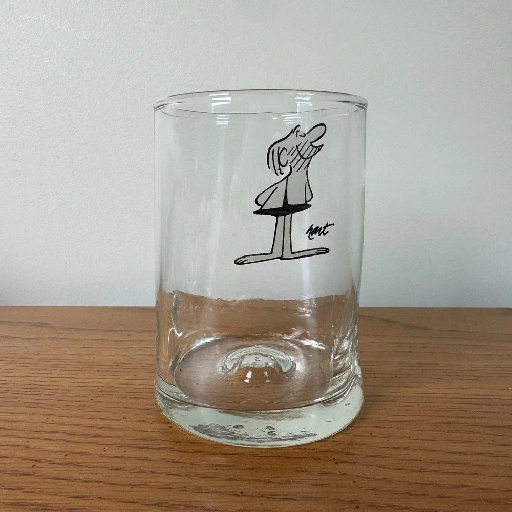 Vintage Johnny Hart BC Comic Strip Caveman‎ Character Glass Cocktail Tumbler
